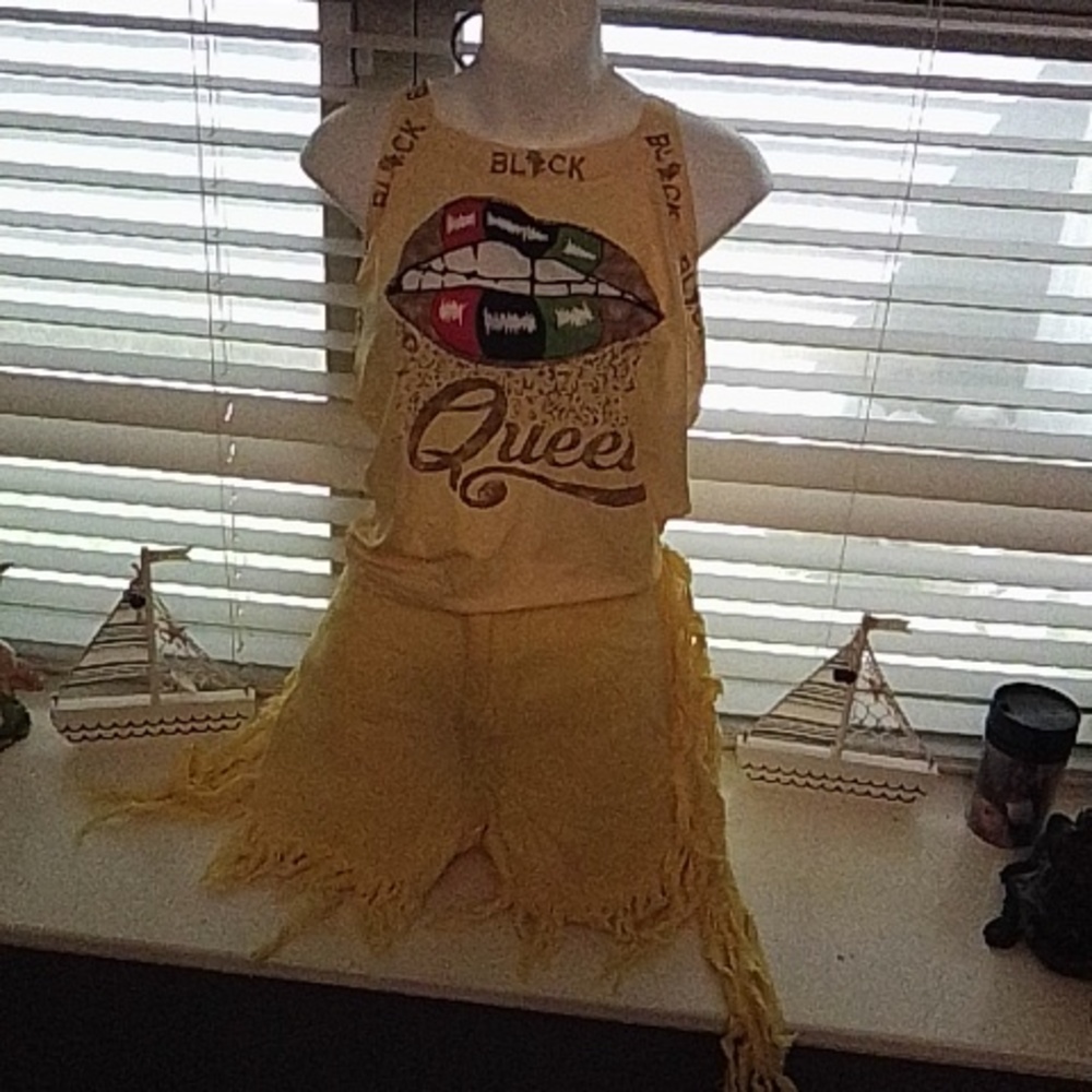 Yellow ripped shorts